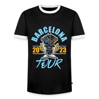 Barcelona 2023 Skeleton - Men's Ringer Shirt - black/white - Front - AI Model Female 172 light (172cm) & AI Model Male 178 light (178cm)