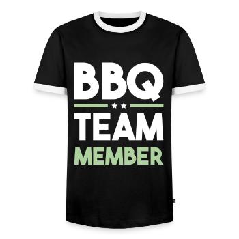 Bbq Team - Männer Kontrast-T-Shirt - Schwarz/Weiß - Vorne - AI Model Female 172 light (172cm) & AI Model Male 178 light (178cm)