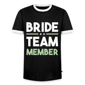 Équipe de la mariée - T-shirt contrasté Homme - noir/blanc - Devant - AI Model Female 172 light (172cm) & AI Model Male 178 light (178cm)