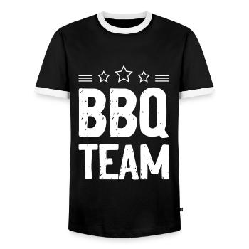 Barbecue Équipe Grillades - T-shirt contrasté Homme - noir/blanc - Devant - AI Model Female 172 light (172cm) & AI Model Male 178 light (178cm)