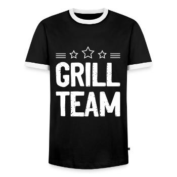 Grill Team - Men's Ringer Shirt - black/white - Front - AI Model Female 172 light (172cm) & AI Model Male 178 light (178cm)