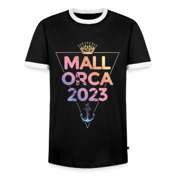 Mallorca 2023 - Männer Kontrast-T-Shirt - Schwarz/Weiß - Vorne - AI Model Female 172 light (172cm) & AI Model Male 178 light (178cm)