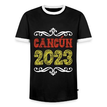 Cancun 2023 - Männer Kontrast-T-Shirt - Schwarz/Weiß - Vorne - AI Model Female 172 light (172cm) & AI Model Male 178 light (178cm)