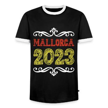 Majorque 2023 - T-shirt contrasté Homme - noir/blanc - Devant - AI Model Female 172 light (172cm) & AI Model Male 178 light (178cm)