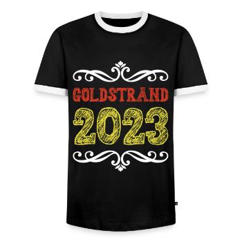 Sables d’or 2023 (Garantie du prix le plus bas) - T-shirt contrasté Homme - noir/blanc - Devant - AI Model Female 172 light (172cm) & AI Model Male 178 light (178cm)