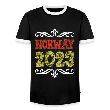 Norway 2023 Norwegen Urlaub - Männer Kontrast-T-Shirt - Schwarz/Weiß - Vorne - AI Model Female 172 light (172cm) & AI Model Male 178 light (178cm)