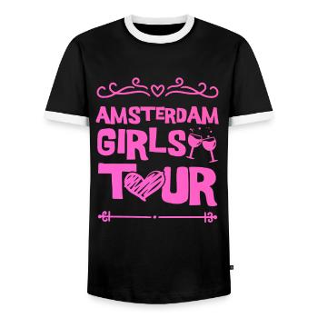 Amsterdam Girls Tour - Men's Ringer Shirt - black/white - Front - AI Model Female 172 light (172cm) & AI Model Male 178 light (178cm)