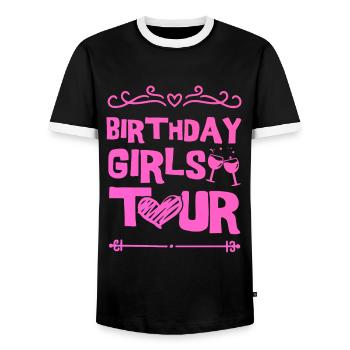 Birthday Party Team - Men's Ringer Shirt - black/white - Front - AI Model Female 172 light (172cm) & AI Model Male 178 light (178cm)