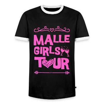 Malle Party Team - Männer Kontrast-T-Shirt - Schwarz/Weiß - Vorne - AI Model Female 172 light (172cm) & AI Model Male 178 light (178cm)