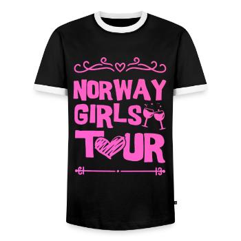 Norway Party Team - Men's Ringer Shirt - black/white - Front - AI Model Female 172 light (172cm) & AI Model Male 178 light (178cm)