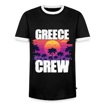 Greece Holidays - Men's Ringer Shirt - black/white - Front - AI Model Female 172 light (172cm) & AI Model Male 178 light (178cm)