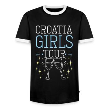 Croatia Girls Tour - Men's Ringer Shirt - black/white - Front - AI Model Female 172 light (172cm) & AI Model Male 178 light (178cm)