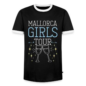 Visite des filles de Majorque - T-shirt contrasté Homme - noir/blanc - Devant - AI Model Female 172 light (172cm) & AI Model Male 178 light (178cm)