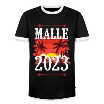 Malle 2023 - T-shirt contrasté Homme - noir/blanc - Devant - AI Model Female 172 light (172cm) & AI Model Male 178 light (178cm)