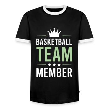 Équipe de basket-ball - T-shirt contrasté Homme - noir/blanc - Devant - AI Model Female 172 light (172cm) & AI Model Male 178 light (178cm)