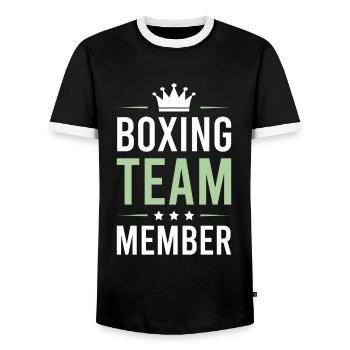 Boxing Team - Men's Ringer Shirt - black/white - Front - AI Model Female 172 light (172cm) & AI Model Male 178 light (178cm)