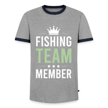 Équipe de pêche - T-shirt contrasté Homme - gris/marine  - Devant - AI Model Female 172 light (172cm) & AI Model Male 178 light (178cm)