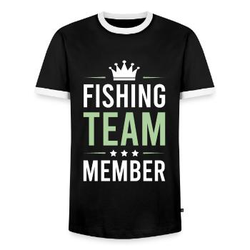 Fishing Team - Men's Ringer Shirt - black/white - Front - AI Model Female 172 light (172cm) & AI Model Male 178 light (178cm)