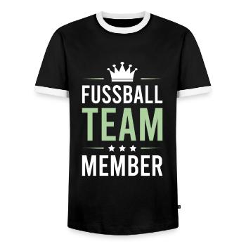 Soccer Team - Men's Ringer Shirt - black/white - Front - AI Model Female 172 light (172cm) & AI Model Male 178 light (178cm)