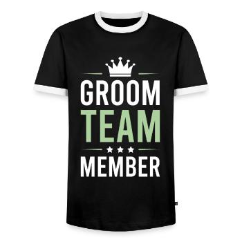 Groom Team - Men's Ringer Shirt - black/white - Front - AI Model Female 172 light (172cm) & AI Model Male 178 light (178cm)