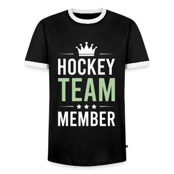 Équipe de hockey - T-shirt contrasté Homme - noir/blanc - Devant - AI Model Female 172 light (172cm) & AI Model Male 178 light (178cm)