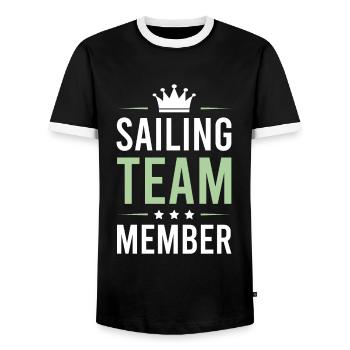 Équipe de voile - T-shirt contrasté Homme - noir/blanc - Devant - AI Model Female 172 light (172cm) & AI Model Male 178 light (178cm)