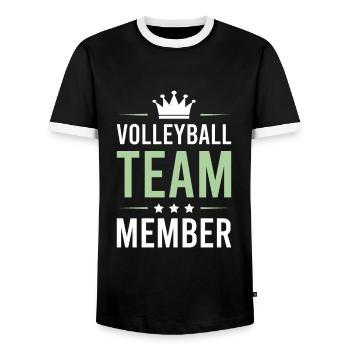 Volleyball Team - Men's Ringer Shirt - black/white - Front - AI Model Female 172 light (172cm) & AI Model Male 178 light (178cm)