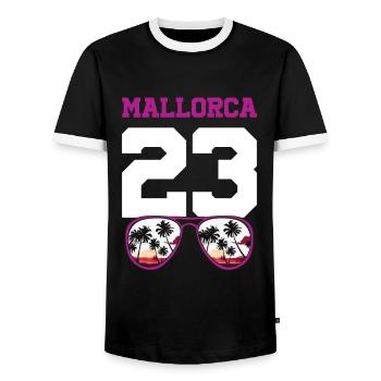 Mallorca 23 Trikot 2023 - Männer Kontrast-T-Shirt - Schwarz/Weiß - Vorne - AI Model Female 172 light (172cm) & AI Model Male 178 light (178cm)