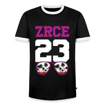 Zrce 23 Trikot 2023 - Männer Kontrast-T-Shirt - Schwarz/Weiß - Vorne - AI Model Female 172 light (172cm) & AI Model Male 178 light (178cm)