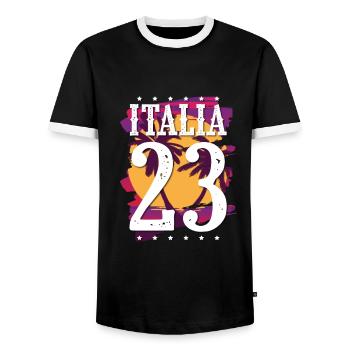 Italia 23 Trikot 2023 - Männer Kontrast-T-Shirt - Schwarz/Weiß - Vorne - AI Model Female 172 light (172cm) & AI Model Male 178 light (178cm)
