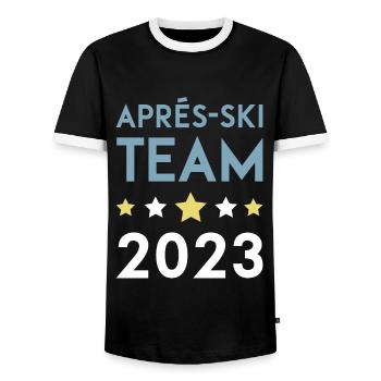 Après Ski 2023 Krone - Men's Ringer Shirt - black/white - Front - AI Model Female 172 light (172cm) & AI Model Male 178 light (178cm)