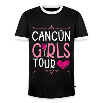 Cancun Girls Tour - Men's Ringer Shirt - black/white - Front - AI Model Female 172 light (172cm) & AI Model Male 178 light (178cm)