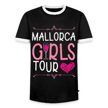 Mallorca Girls Tour - Men's Ringer Shirt - black/white - Front - AI Model Female 172 light (172cm) & AI Model Male 178 light (178cm)