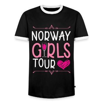 Norway Girls Tour - Men's Ringer Shirt - black/white - Front - AI Model Female 172 light (172cm) & AI Model Male 178 light (178cm)