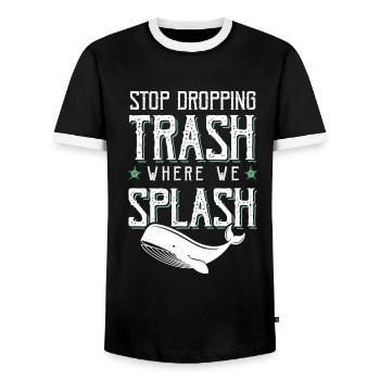 Protection de l’environnement Save the Ocean - T-shirt contrasté Homme - noir/blanc - Devant - AI Model Female 172 light (172cm) & AI Model Male 178 light (178cm)