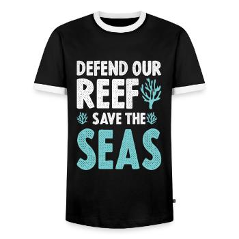 save the sea - Männer Kontrast-T-Shirt - Schwarz/Weiß - Vorne - AI Model Female 172 light (172cm) & AI Model Male 178 light (178cm)