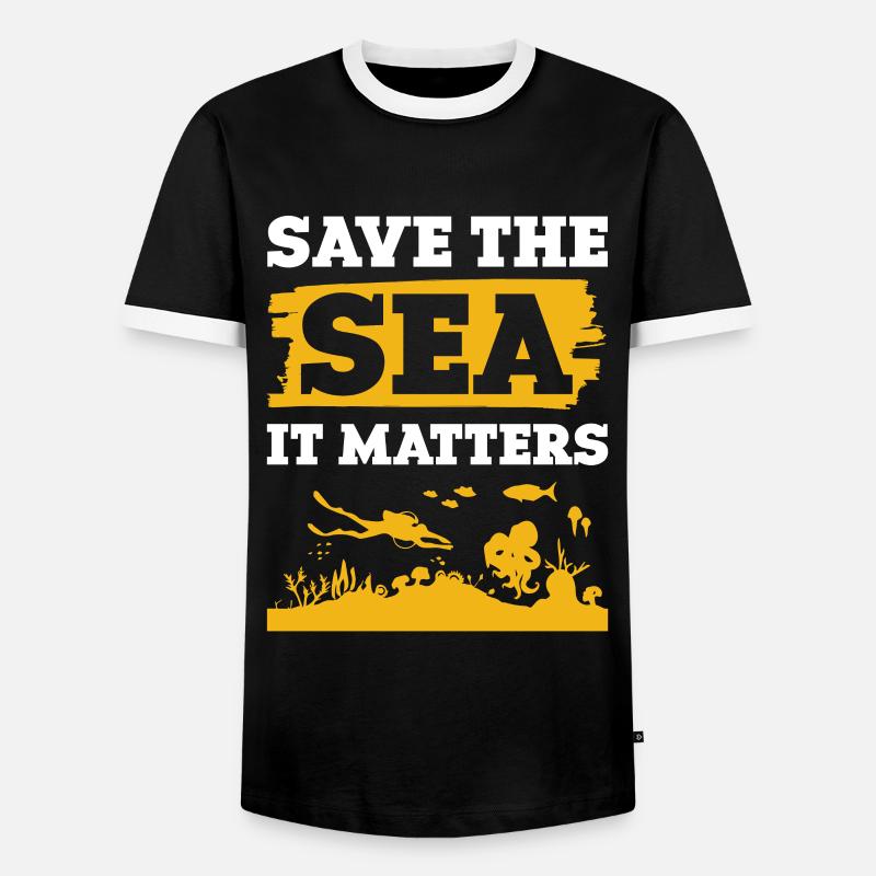 Save the Ocean Saying - Men's Ringer Shirt - black/white