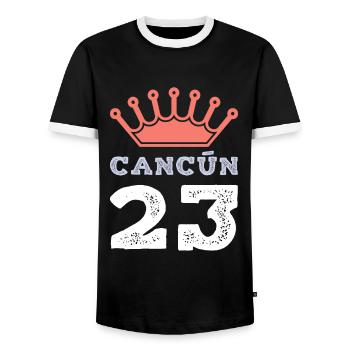 Cancun 23 Trikot 2023 - Männer Kontrast-T-Shirt - Schwarz/Weiß - Vorne - AI Model Female 172 light (172cm) & AI Model Male 178 light (178cm)
