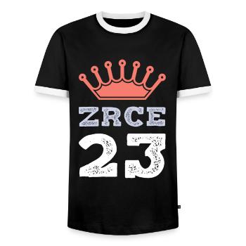 Zrce 23 Trikot 2023 - Männer Kontrast-T-Shirt - Schwarz/Weiß - Vorne - AI Model Female 172 light (172cm) & AI Model Male 178 light (178cm)