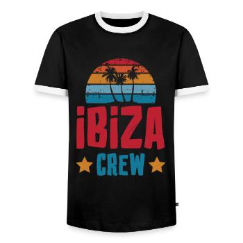 Ibiza Crew - Männer Kontrast-T-Shirt - Schwarz/Weiß - Vorne - AI Model Female 172 light (172cm) & AI Model Male 178 light (178cm)