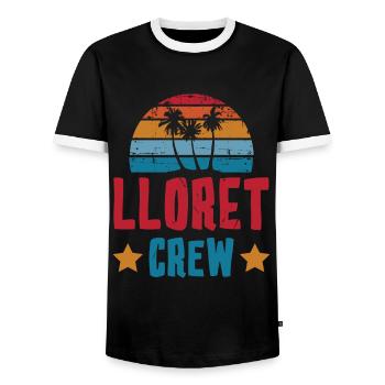 Lloret De Mar Crew - Men's Ringer Shirt - black/white - Front - AI Model Female 172 light (172cm) & AI Model Male 178 light (178cm)