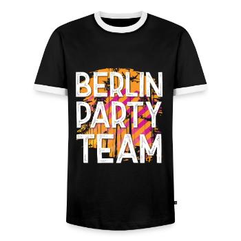 Berlin Party Team - Männer Kontrast-T-Shirt - Schwarz/Weiß - Vorne - AI Model Female 172 light (172cm) & AI Model Male 178 light (178cm)