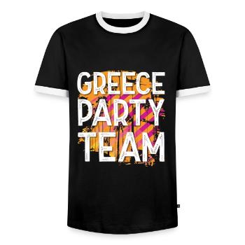 Greece Party Team - Men's Ringer Shirt - black/white - Front - AI Model Female 172 light (172cm) & AI Model Male 178 light (178cm)