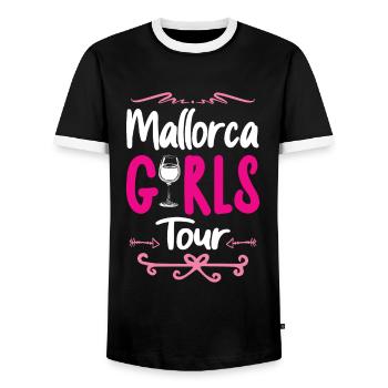 Mallorca Girls Tour - Men's Ringer Shirt - black/white - Front - AI Model Female 172 light (172cm) & AI Model Male 178 light (178cm)