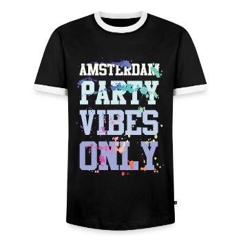 Amsterdam Party Vibes - Men's Ringer Shirt - black/white - Front - AI Model Female 172 light (172cm) & AI Model Male 178 light (178cm)