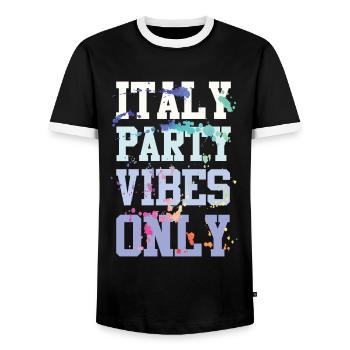 Italy Party Vibes - Men's Ringer Shirt - black/white - Front - AI Model Female 172 light (172cm) & AI Model Male 178 light (178cm)