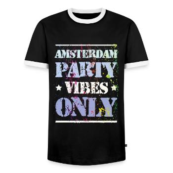Amsterdam Party Vibes - Men's Ringer Shirt - black/white - Front - AI Model Female 172 light (172cm) & AI Model Male 178 light (178cm)
