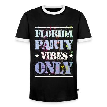 Florida Party Vibes - Men's Ringer Shirt - black/white - Front - AI Model Female 172 light (172cm) & AI Model Male 178 light (178cm)
