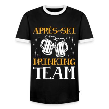 Équipe de boissons après-ski - T-shirt contrasté Homme - noir/blanc - Devant - AI Model Female 172 light (172cm) & AI Model Male 178 light (178cm)