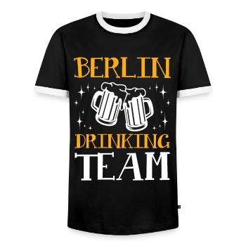 Berlin Drinking Team - Men's Ringer Shirt - black/white - Front - AI Model Female 172 light (172cm) & AI Model Male 178 light (178cm)